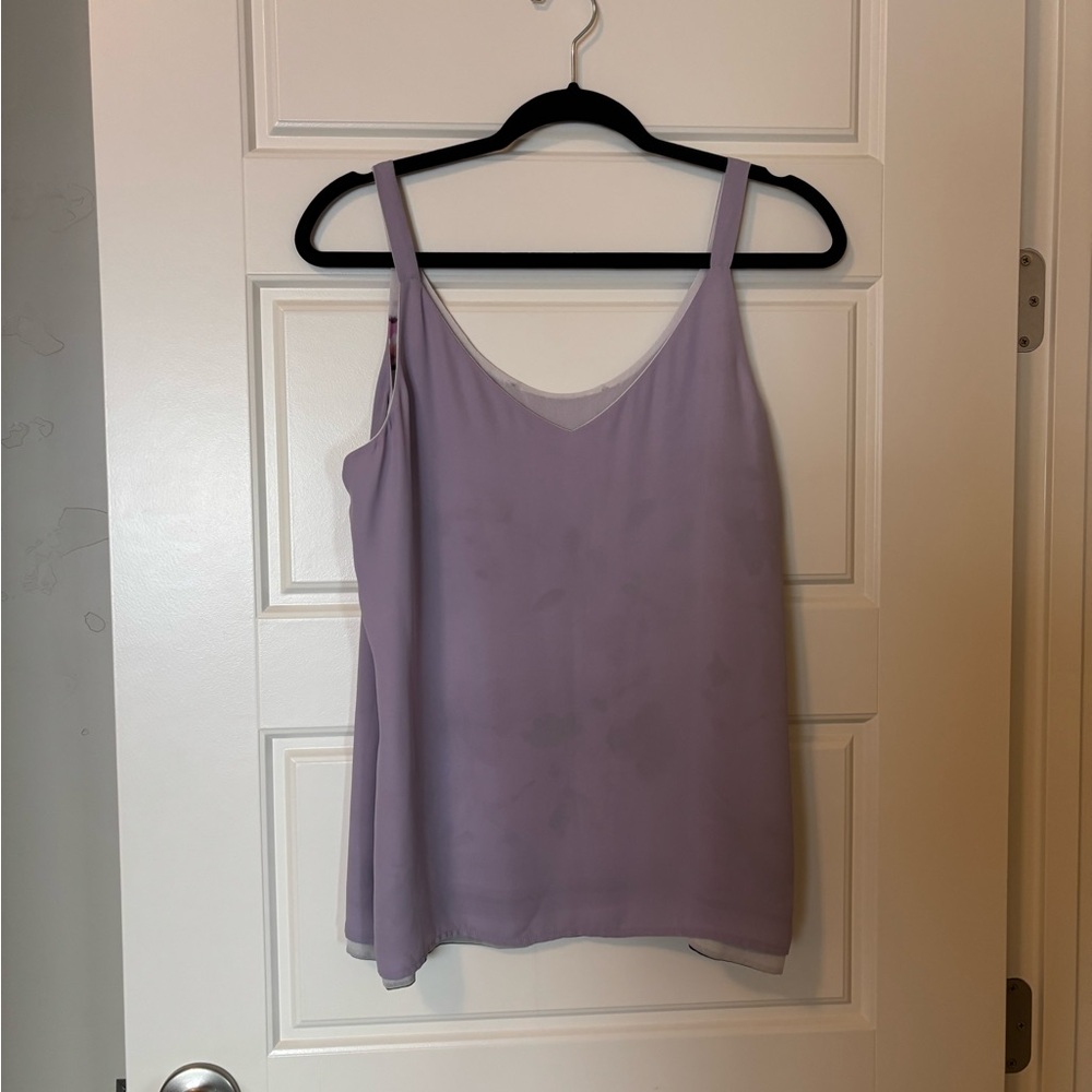 White House Black Market Lavender Floral V-Neck Camisole - Picture 3 of 3